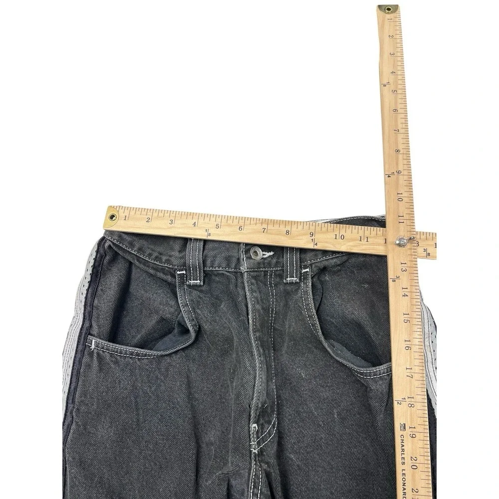 Vintage JNCO Tribal Crown Stripes Baggy Fit Black Jeans‎ Boys 14 Womens 26x26